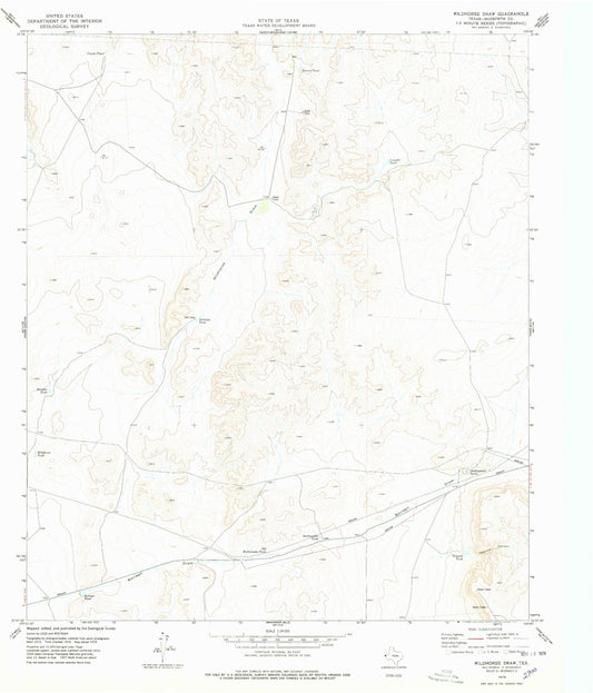 Classic USGS Wildhorse Draw Texas 7.5'x7.5' Topo Map Image