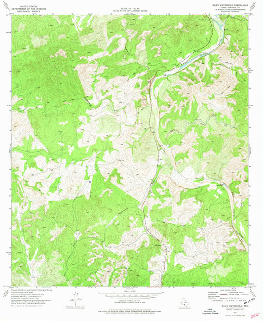 Classic USGS Wiley Waterhole Texas 7.5'x7.5' Topo Map Image