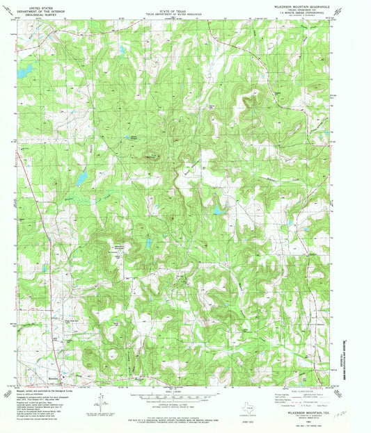 Classic USGS Wilkerson Mountain Texas 7.5'x7.5' Topo Map Image