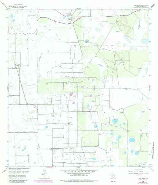 Classic USGS Willamar Texas 7.5'x7.5' Topo Map Image
