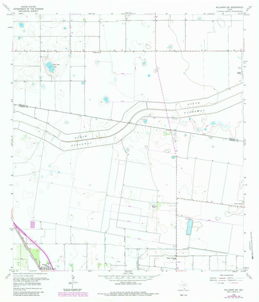 Classic USGS Willamar SW Texas 7.5'x7.5' Topo Map Image