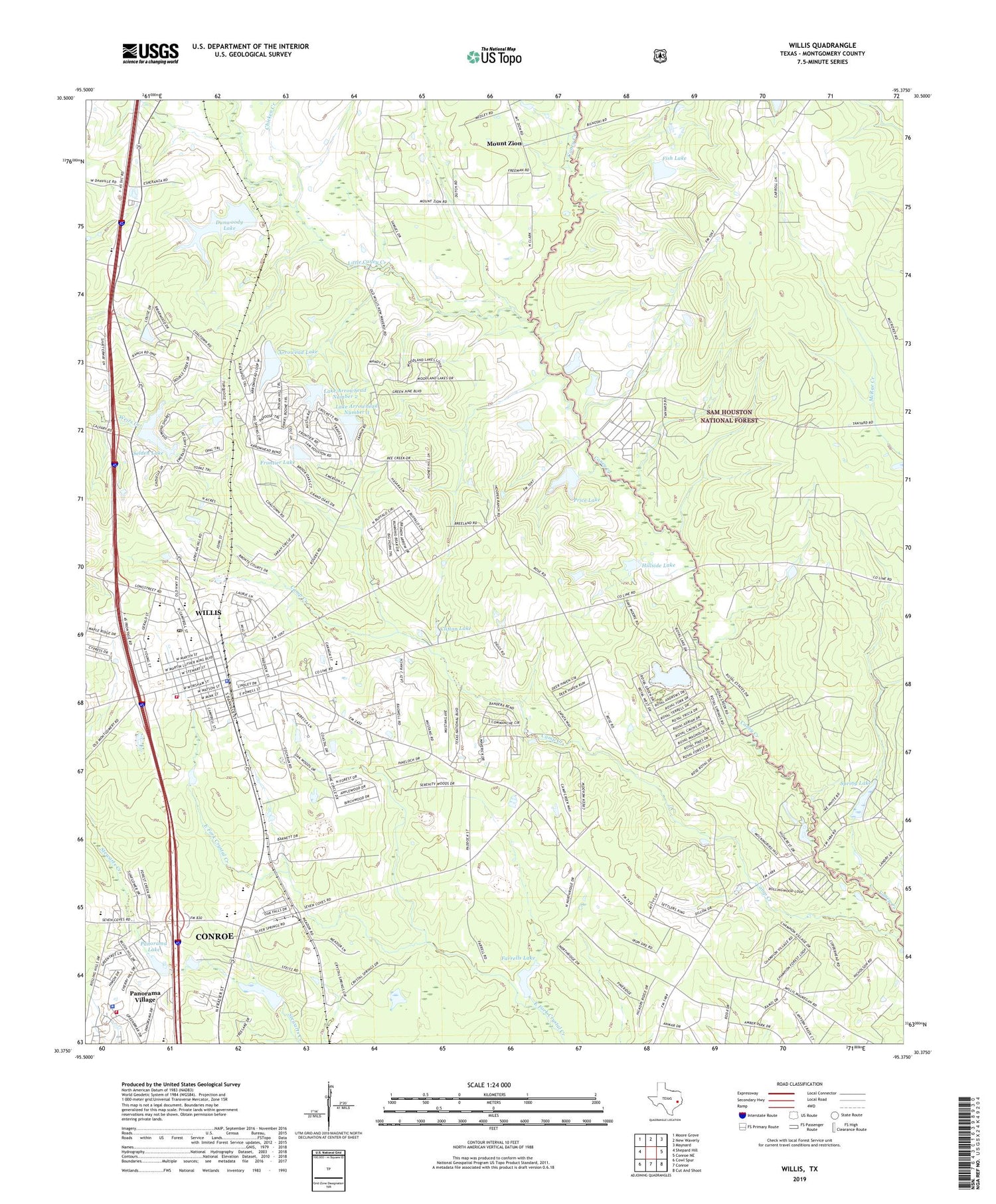 Willis Texas US Topo Map Image