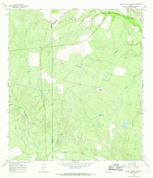 Classic USGS Willow Hollow Tank Texas 7.5'x7.5' Topo Map Image