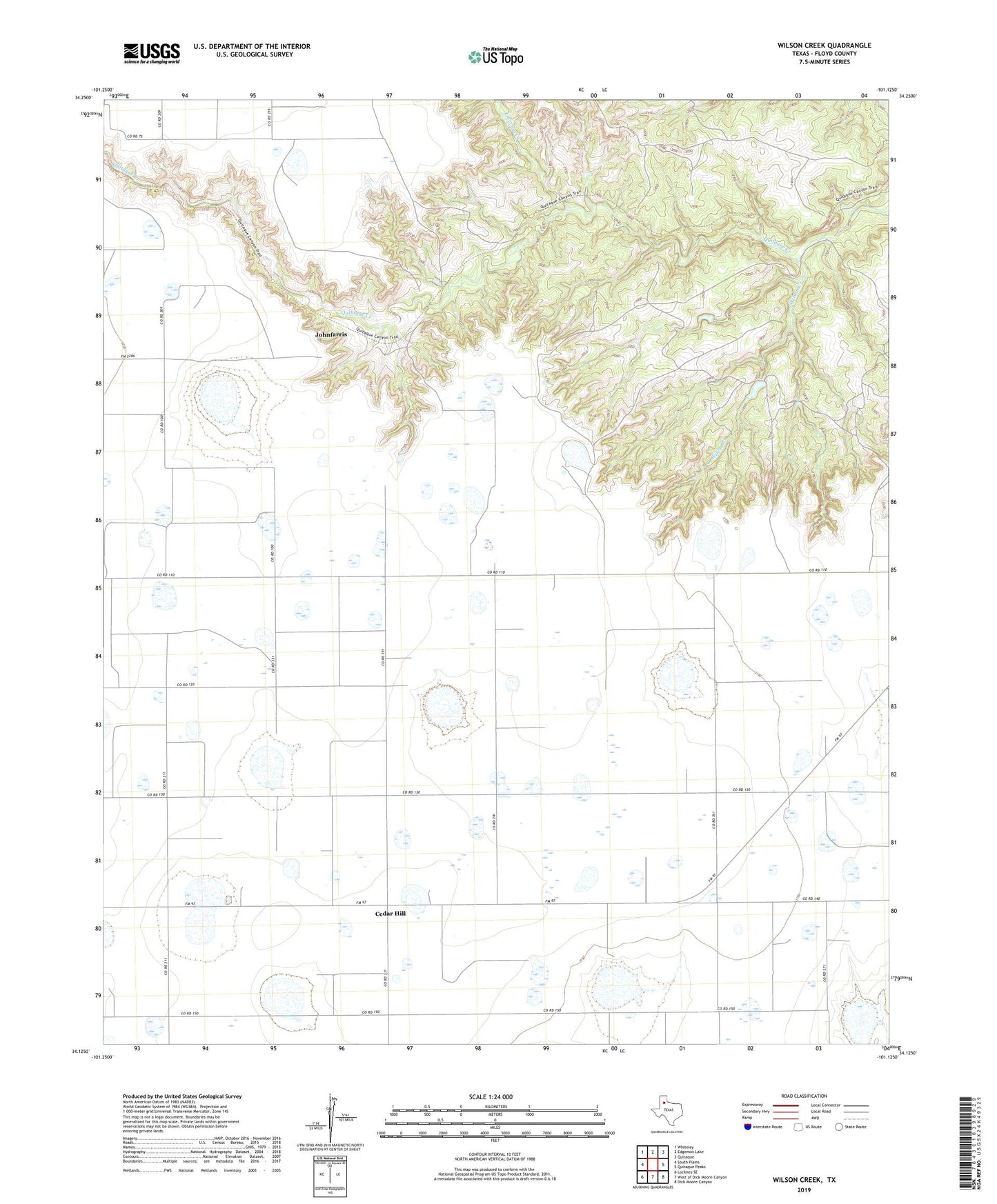Wilson Creek Texas US Topo Map Image