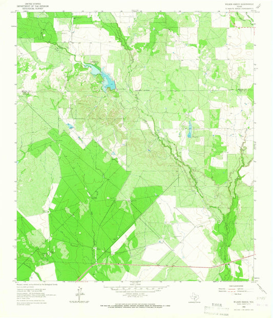 Classic USGS Wilson Ranch Texas 7.5'x7.5' Topo Map Image