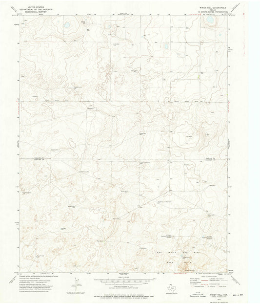 Classic USGS Windy Hill Texas 7.5'x7.5' Topo Map Image
