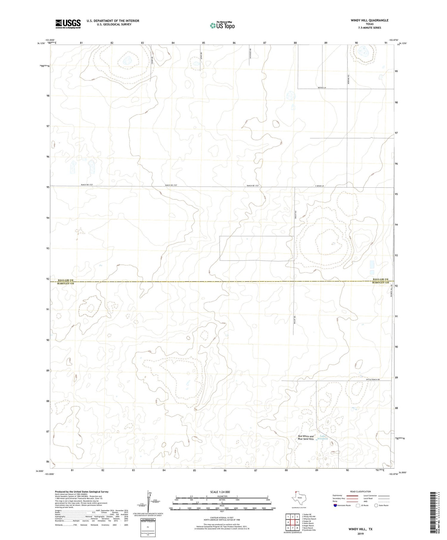 Windy Hill Texas US Topo Map Image