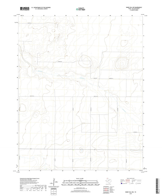 Windy Hill NW Texas US Topo Map Image