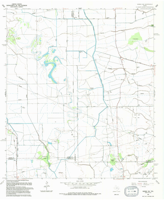 Classic USGS Winnie NW Texas 7.5'x7.5' Topo Map Image