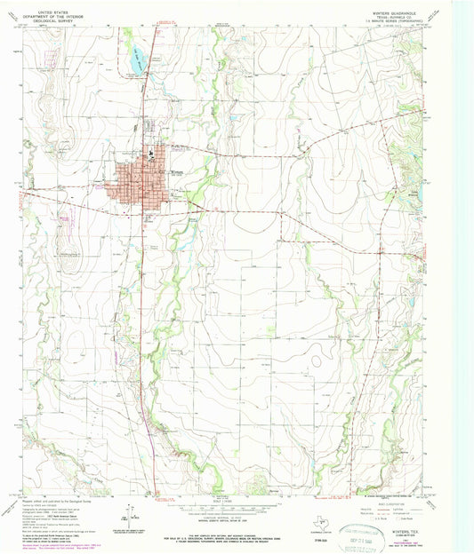 Classic USGS Winters Texas 7.5'x7.5' Topo Map Image