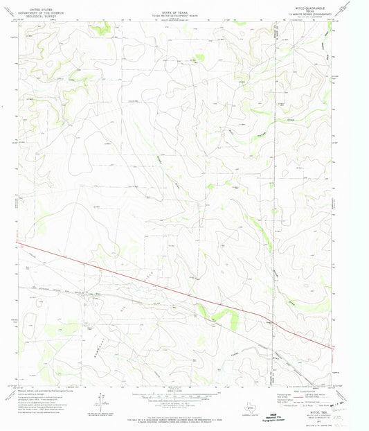 Classic USGS Witco Texas 7.5'x7.5' Topo Map Image