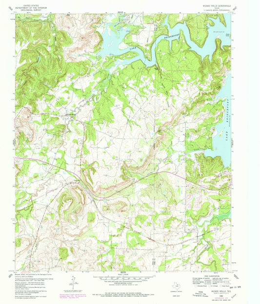 Classic USGS Wizard Wells Texas 7.5'x7.5' Topo Map Image
