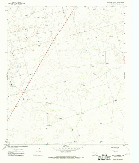 Classic USGS Wolcott Ranch Texas 7.5'x7.5' Topo Map Image