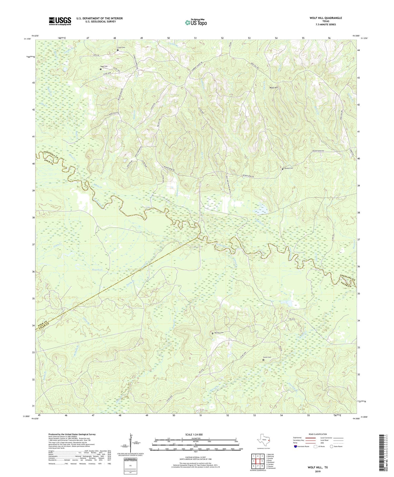 Wolf Hill Texas US Topo Map Image