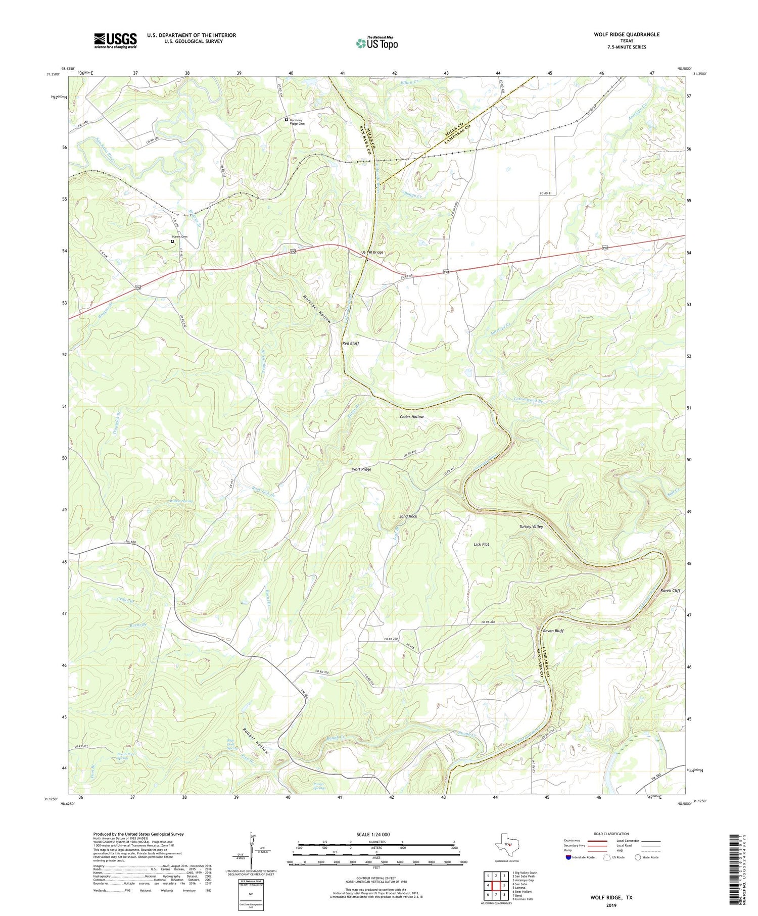 Wolf Ridge Texas US Topo Map Image