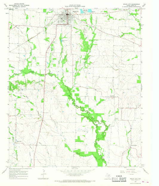 Classic USGS Wolfe City Texas 7.5'x7.5' Topo Map Image
