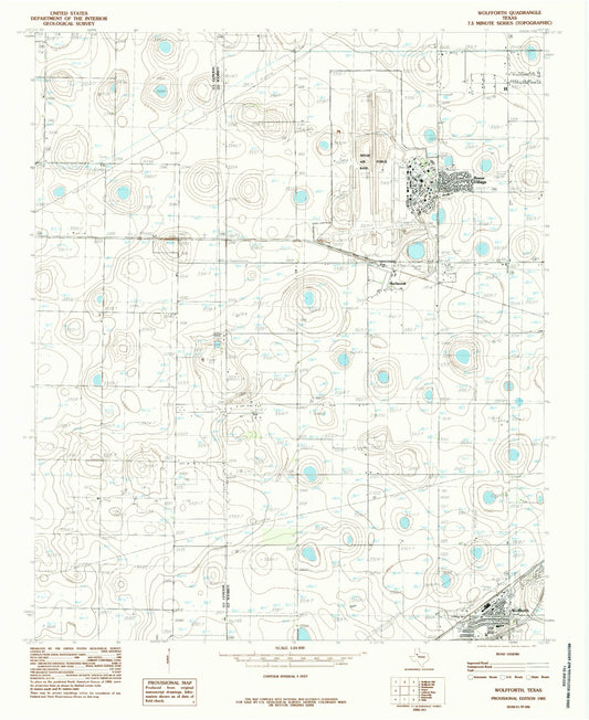 Classic USGS Wolfforth Texas 7.5'x7.5' Topo Map Image