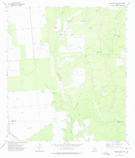 Classic USGS Woodard Lake Texas 7.5'x7.5' Topo Map Image