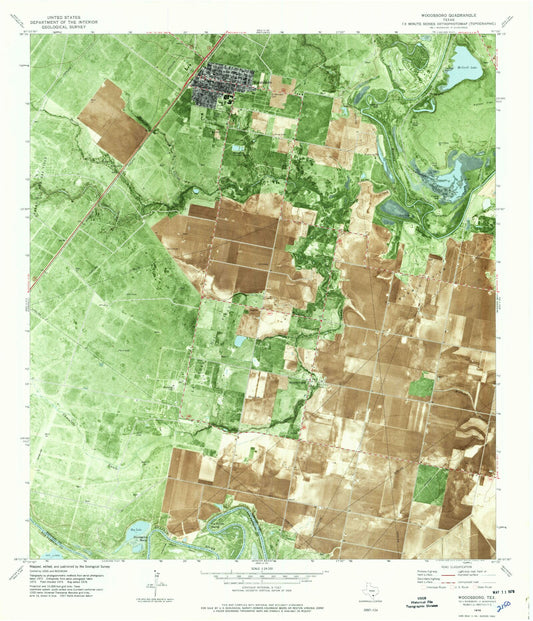 Classic USGS Woodsboro Texas 7.5'x7.5' Topo Map Image