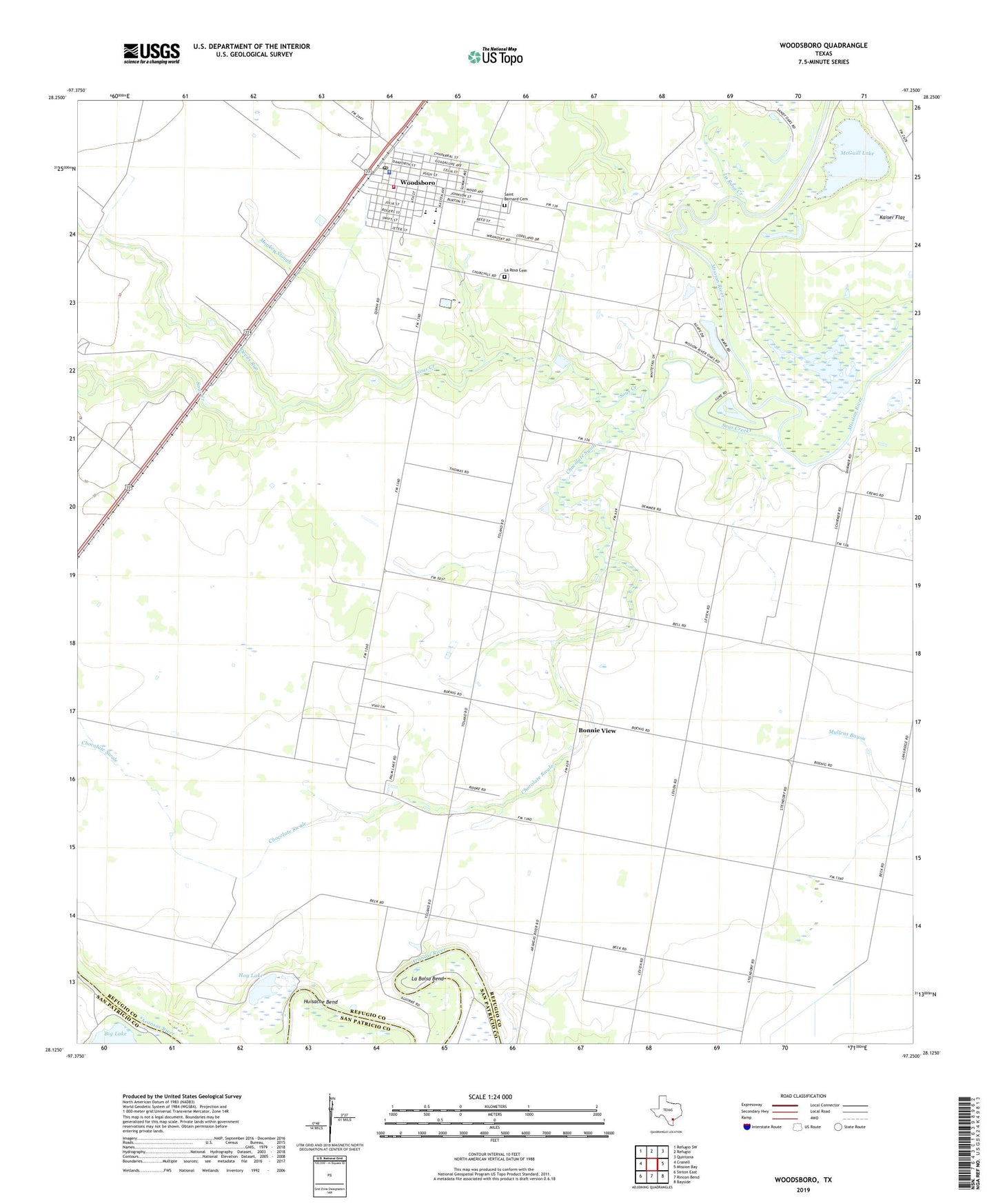 Woodsboro Texas US Topo Map Image