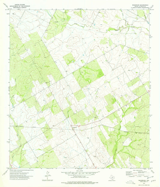 Classic USGS Woodward Texas 7.5'x7.5' Topo Map Image