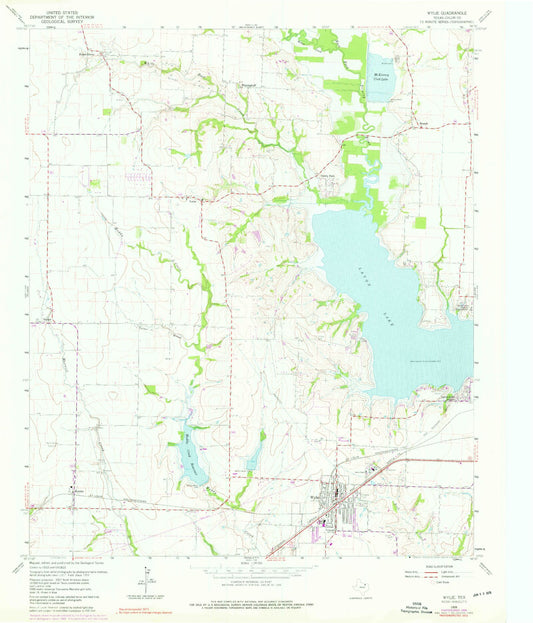 Classic USGS Wylie Texas 7.5'x7.5' Topo Map Image