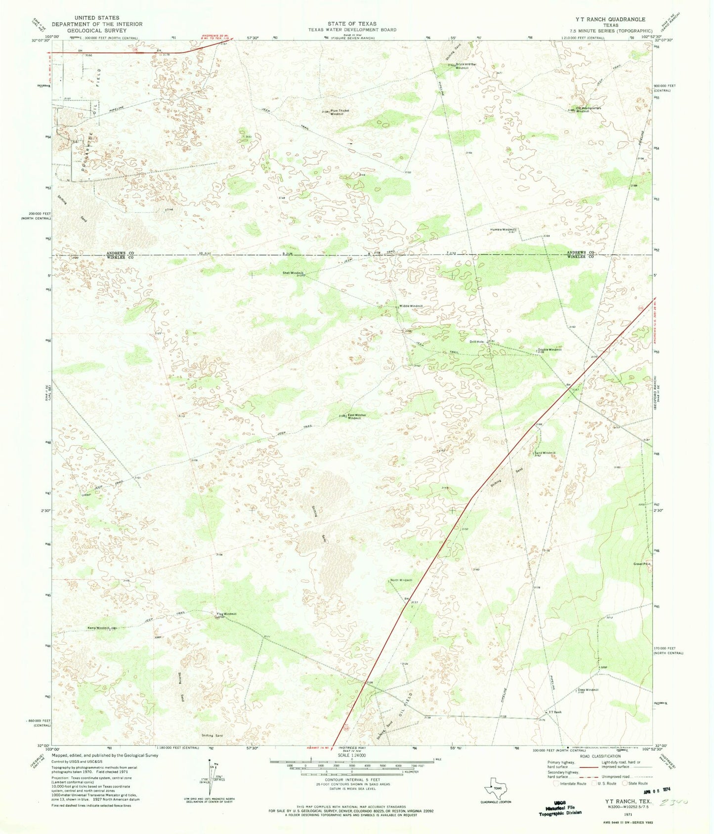 Classic USGS Y T Ranch Texas 7.5'x7.5' Topo Map Image
