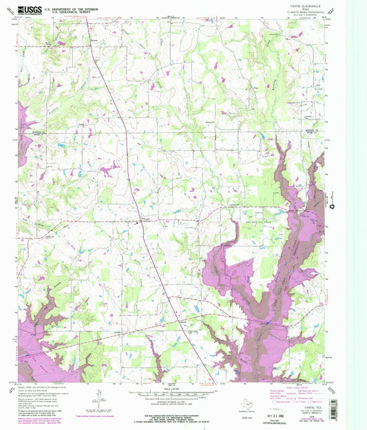 Classic USGS Yantis Texas 7.5'x7.5' Topo Map Image