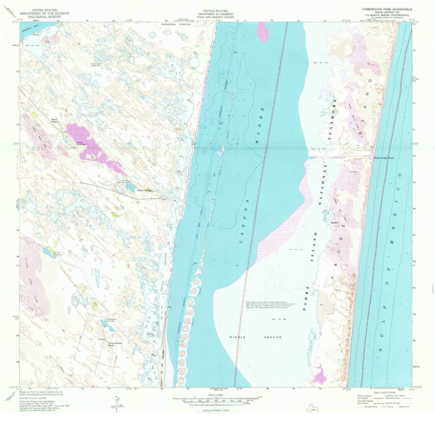 Classic USGS Yarborough Pass Texas 7.5'x7.5' Topo Map Image