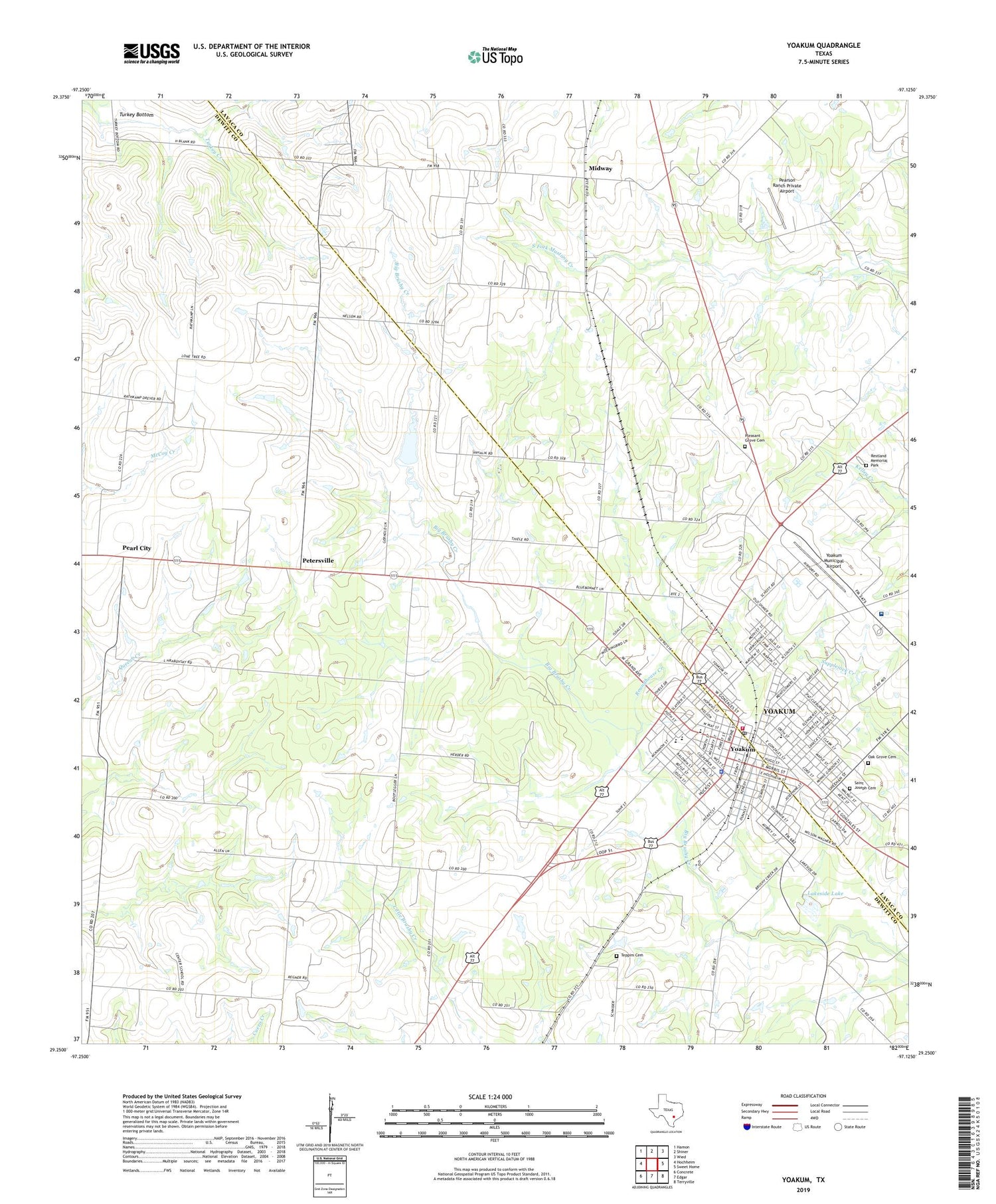 Yoakum Texas US Topo Map Image