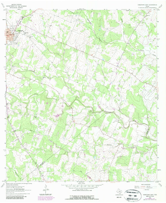Classic USGS Yorktown East Texas 7.5'x7.5' Topo Map Image