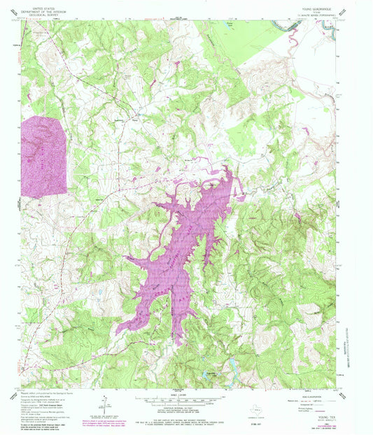 Classic USGS Young Texas 7.5'x7.5' Topo Map Image