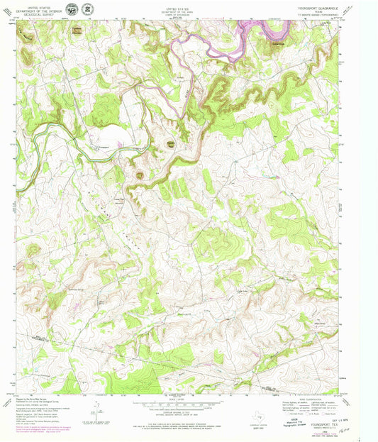 Classic USGS Youngsport Texas 7.5'x7.5' Topo Map Image