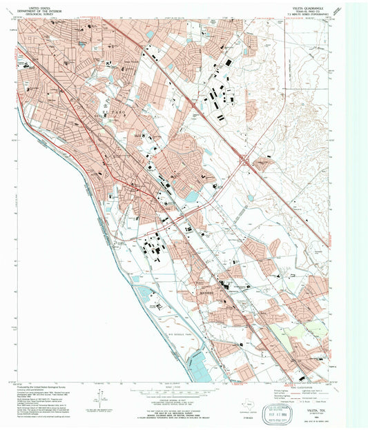 Classic USGS Ysleta Texas 7.5'x7.5' Topo Map Image