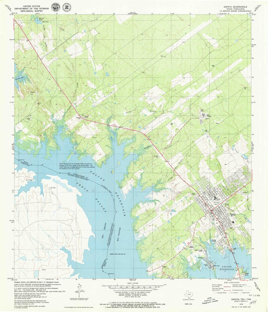 Classic USGS Zapata Texas 7.5'x7.5' Topo Map Image
