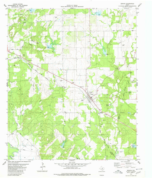 Classic USGS Zephyr Texas 7.5'x7.5' Topo Map Image