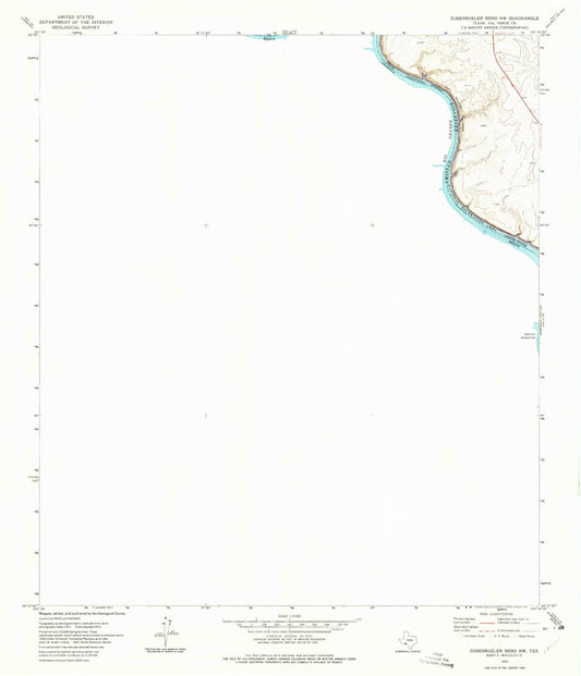 Classic USGS Zuberbueler Bend NW Texas 7.5'x7.5' Topo Map Image