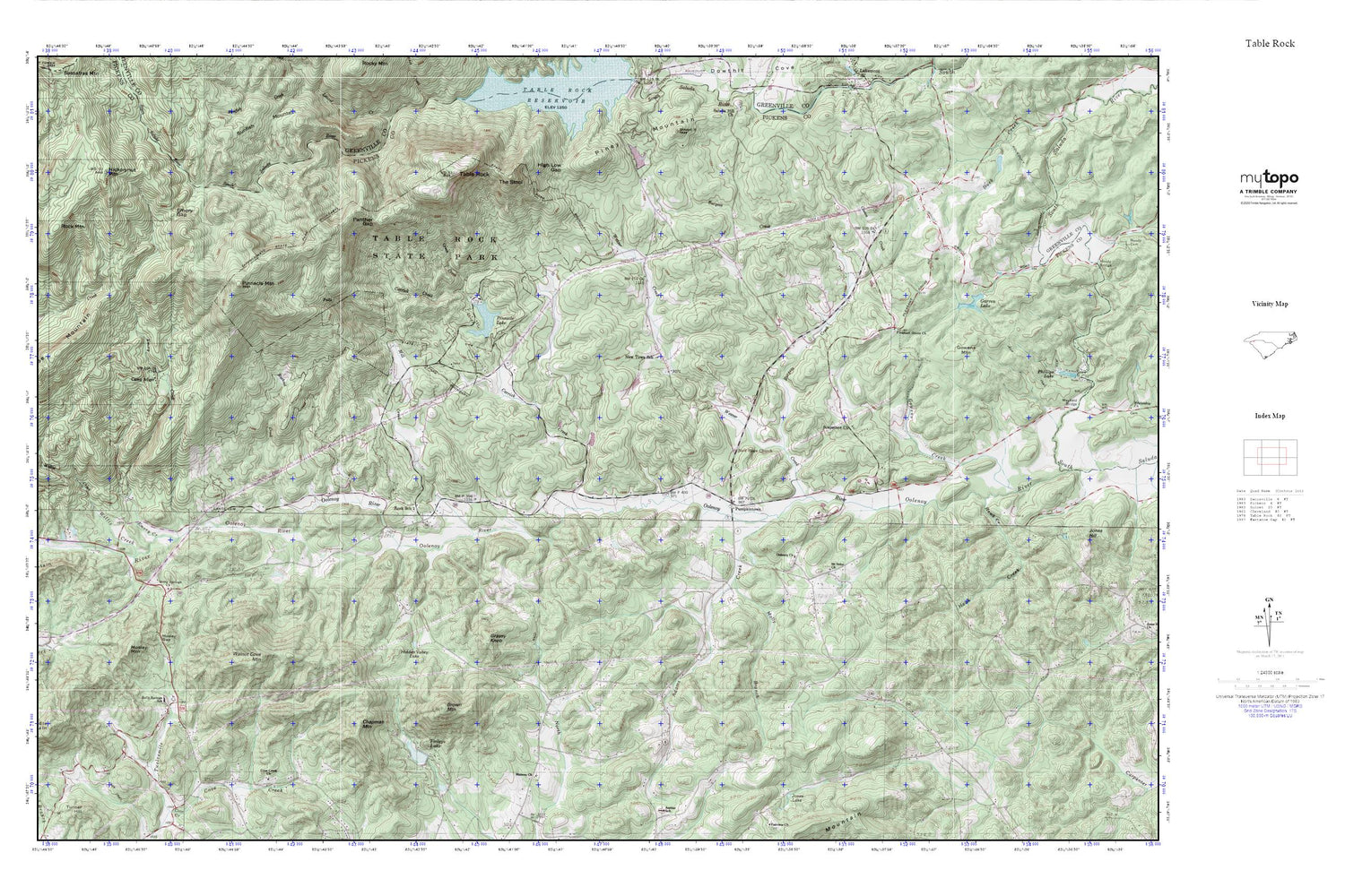 Table Rock Pumpkintown MyTopo Explorer Series Map Image