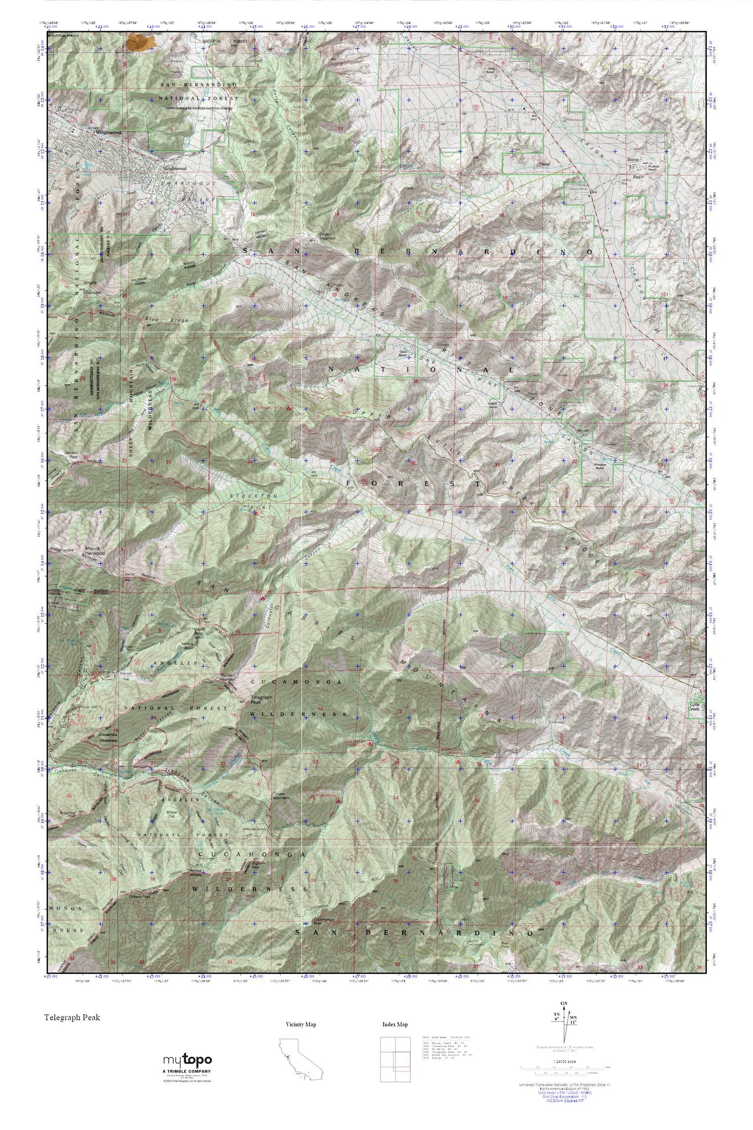 Telegraph Peak MyTopo Explorer Series Map Image