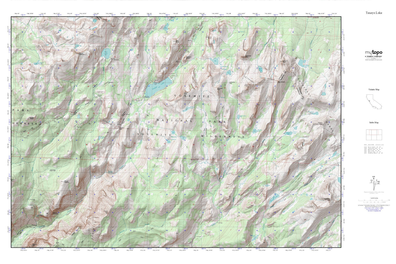 Teneya Lake MyTopo Explorer Series Map Image