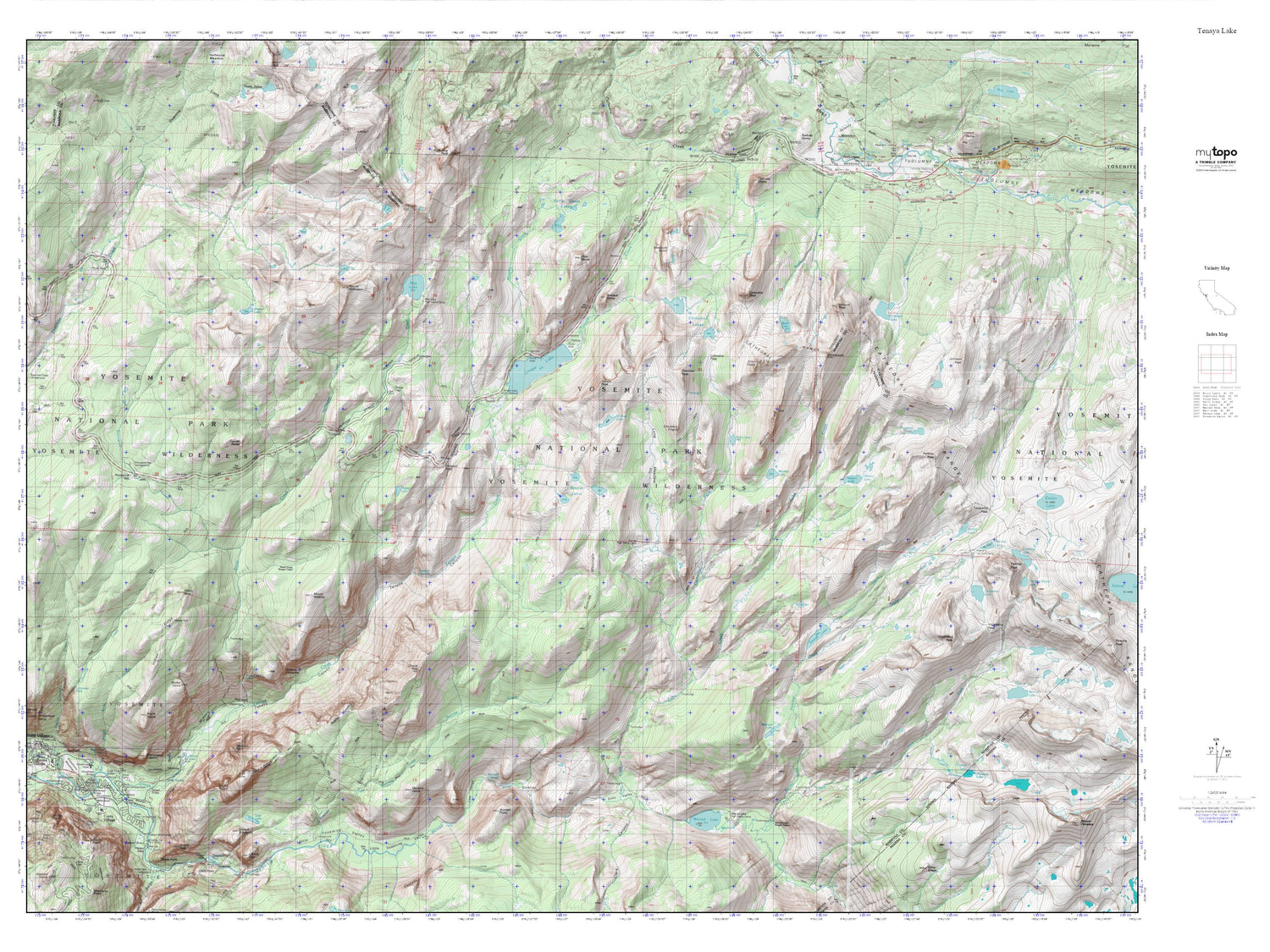 Teneya Lake MyTopo Explorer Series Map Image