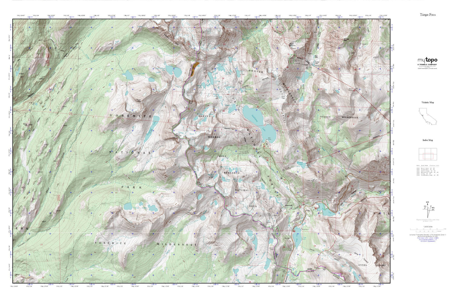 Tioga Pass MyTopo Explorer Series Map Image