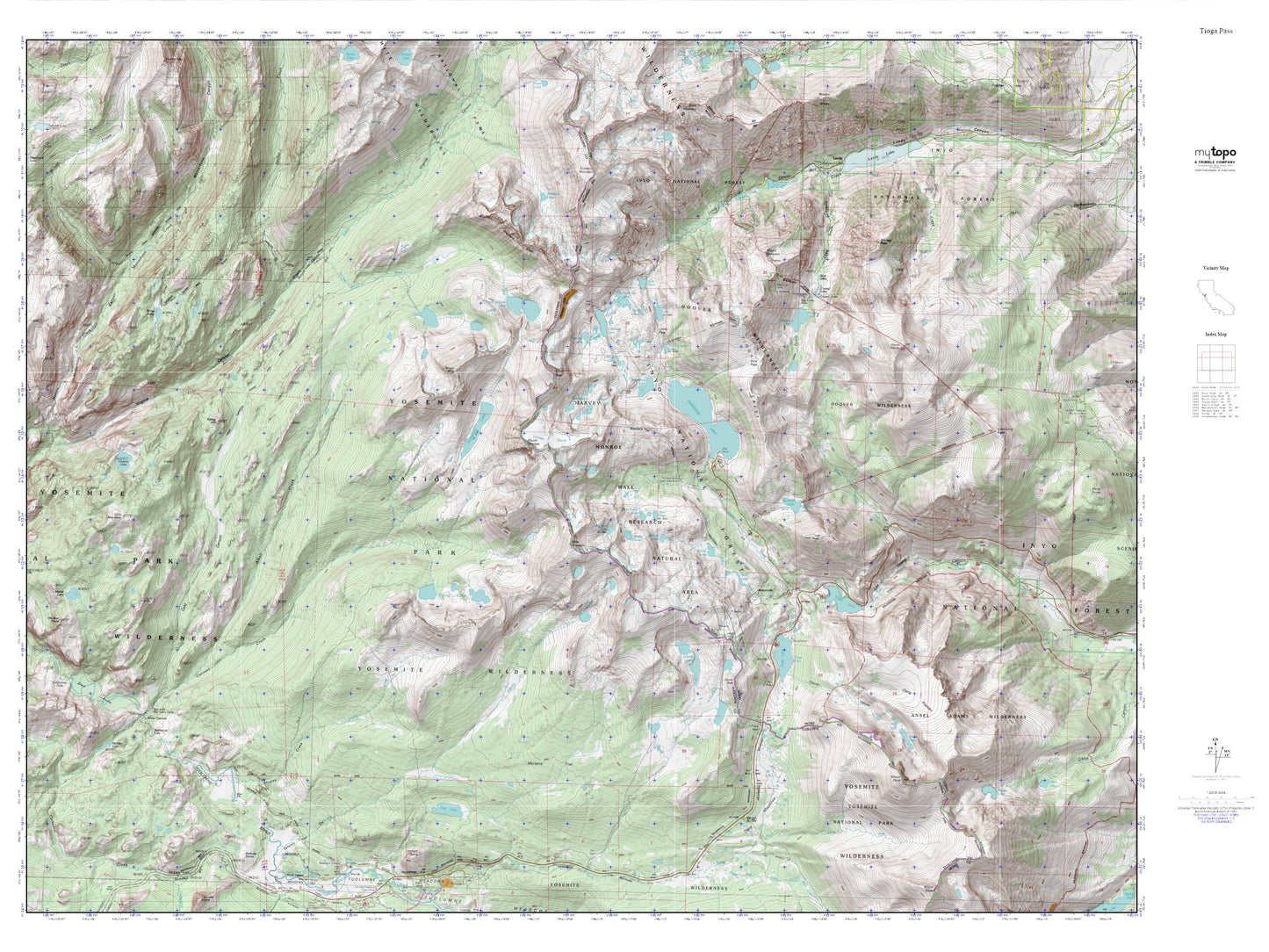 Tioga Pass MyTopo Explorer Series Map Image
