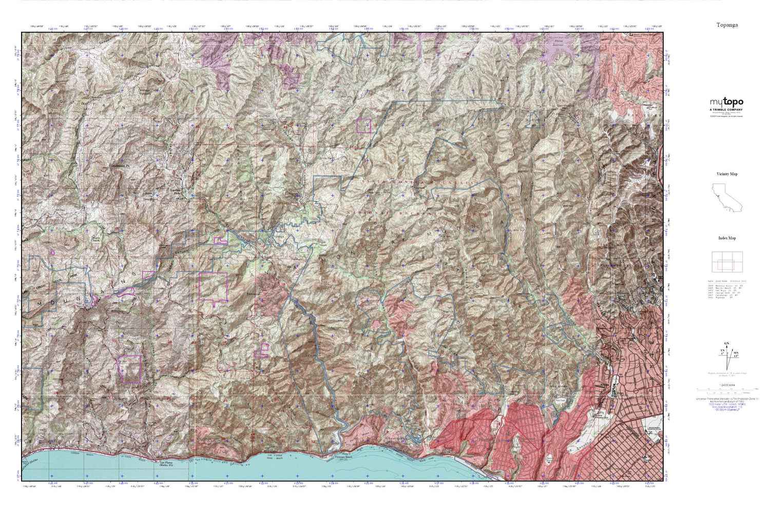 Topanga MyTopo Explorer Series Map Image