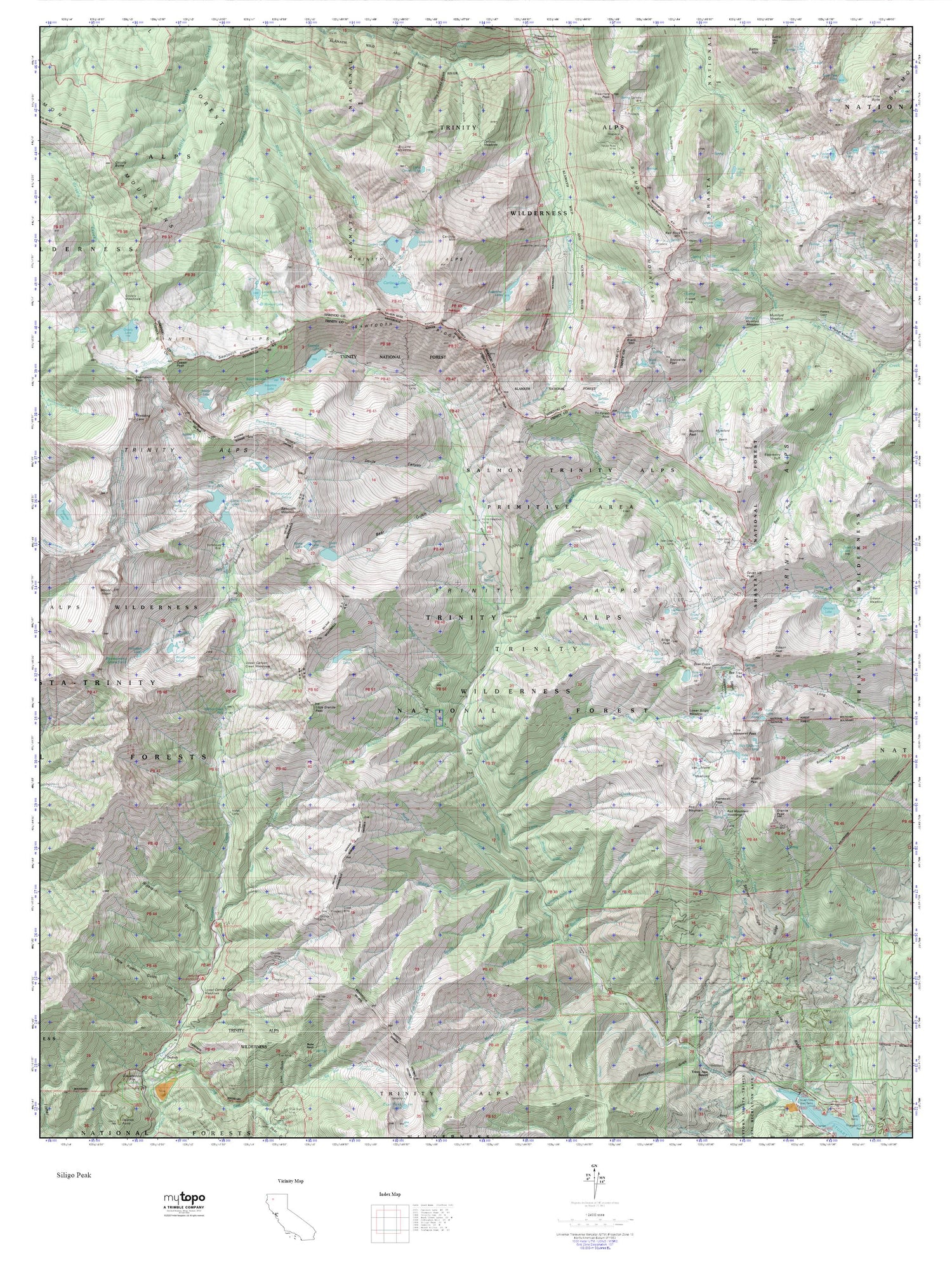 Trinity Alps MyTopo Explorer Series Map Image
