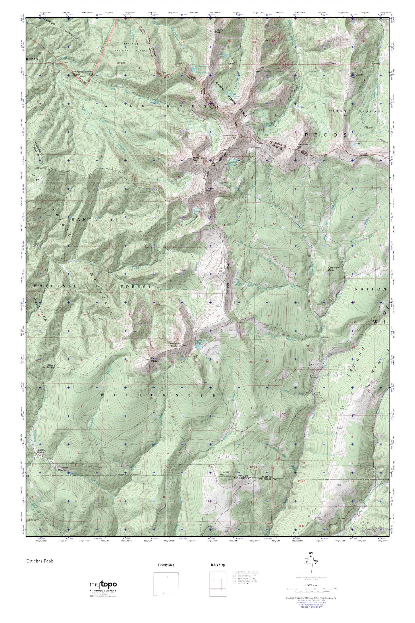 Truchas Peak MyTopo Explorer Series Map Image