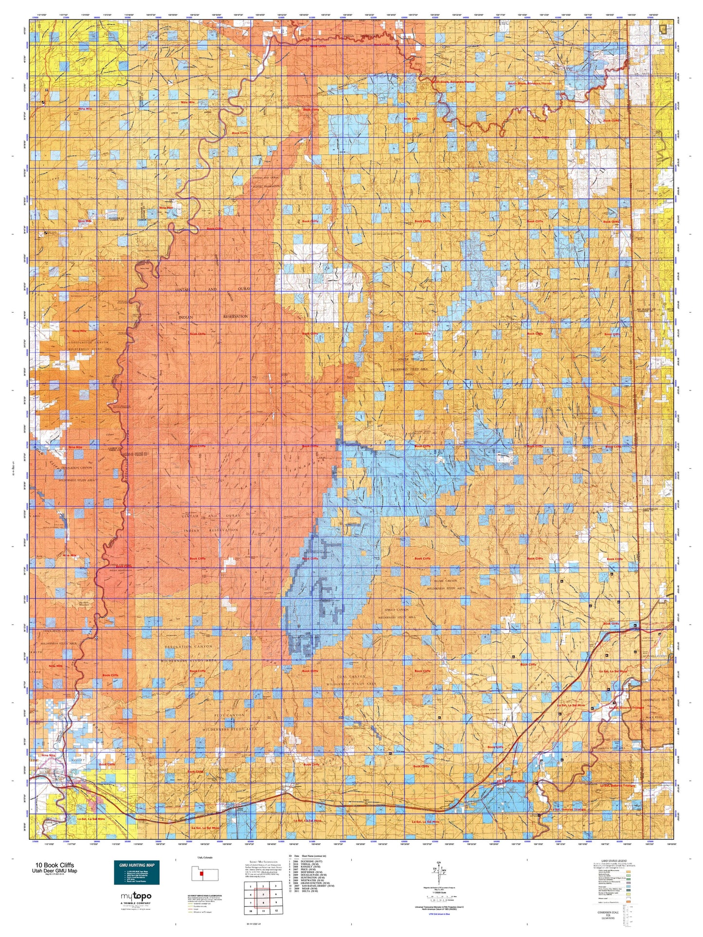 Utah Deer GMU 10 Book Cliffs Map Image