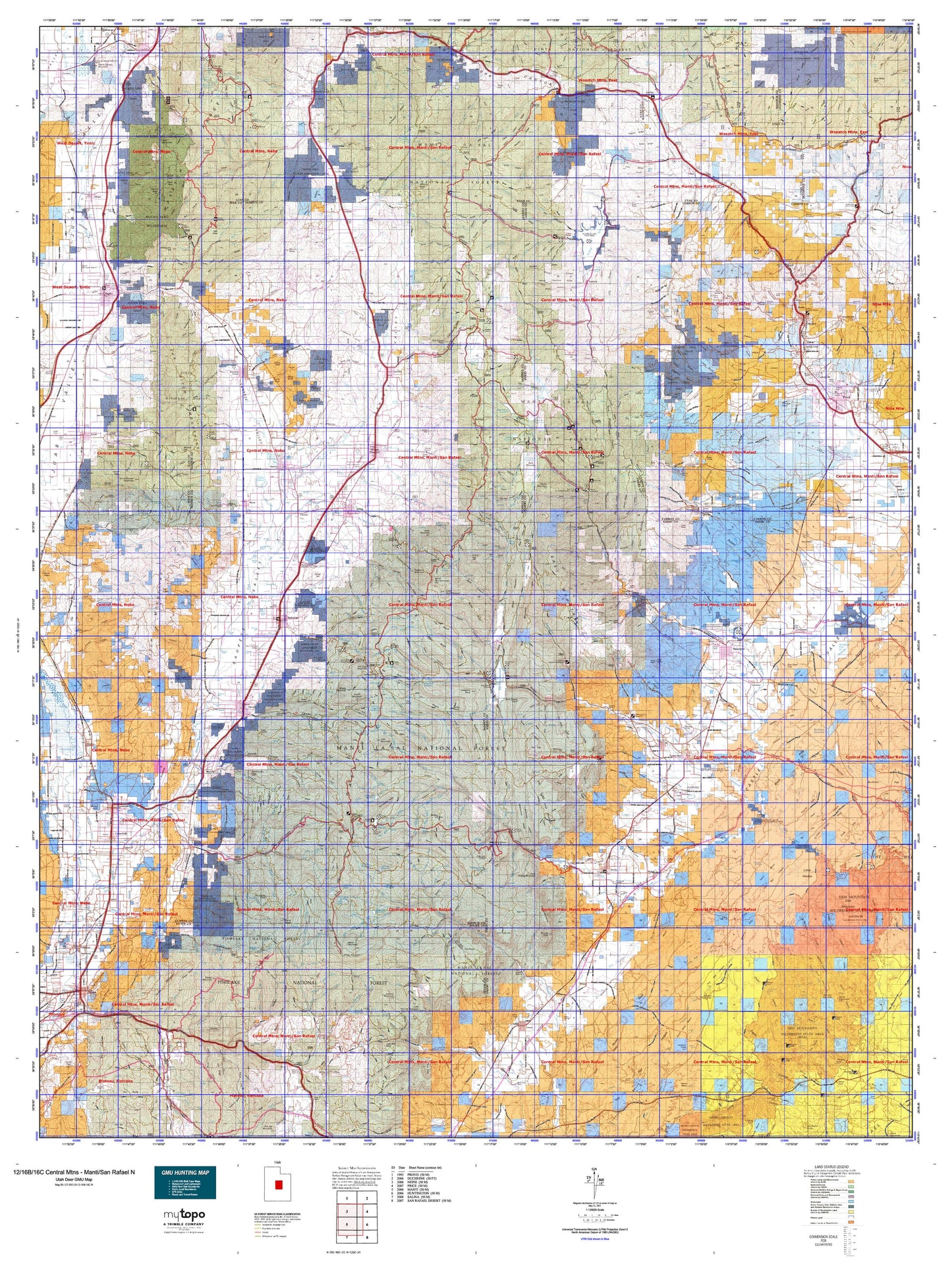 Utah Deer GMU 12/16B/16C Central Mtns - Manti/San Rafael N Map Image