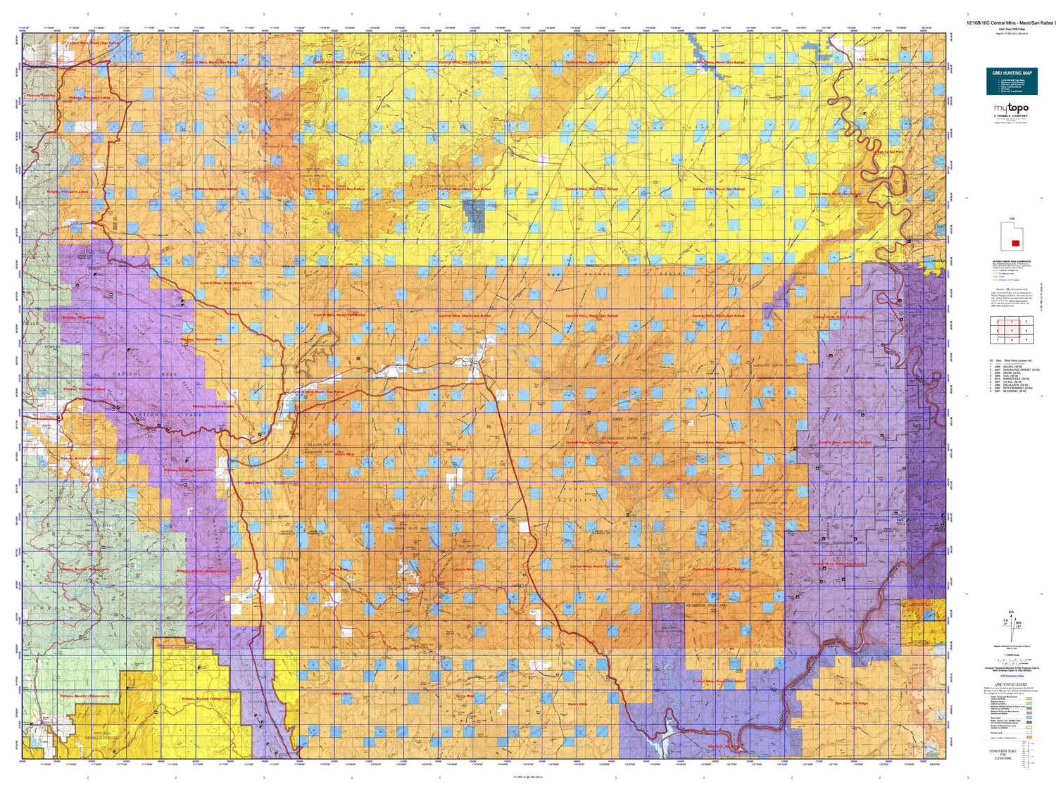 Utah Deer GMU 12/16B/16C Central Mtns - Manti/San Rafael S Map Image