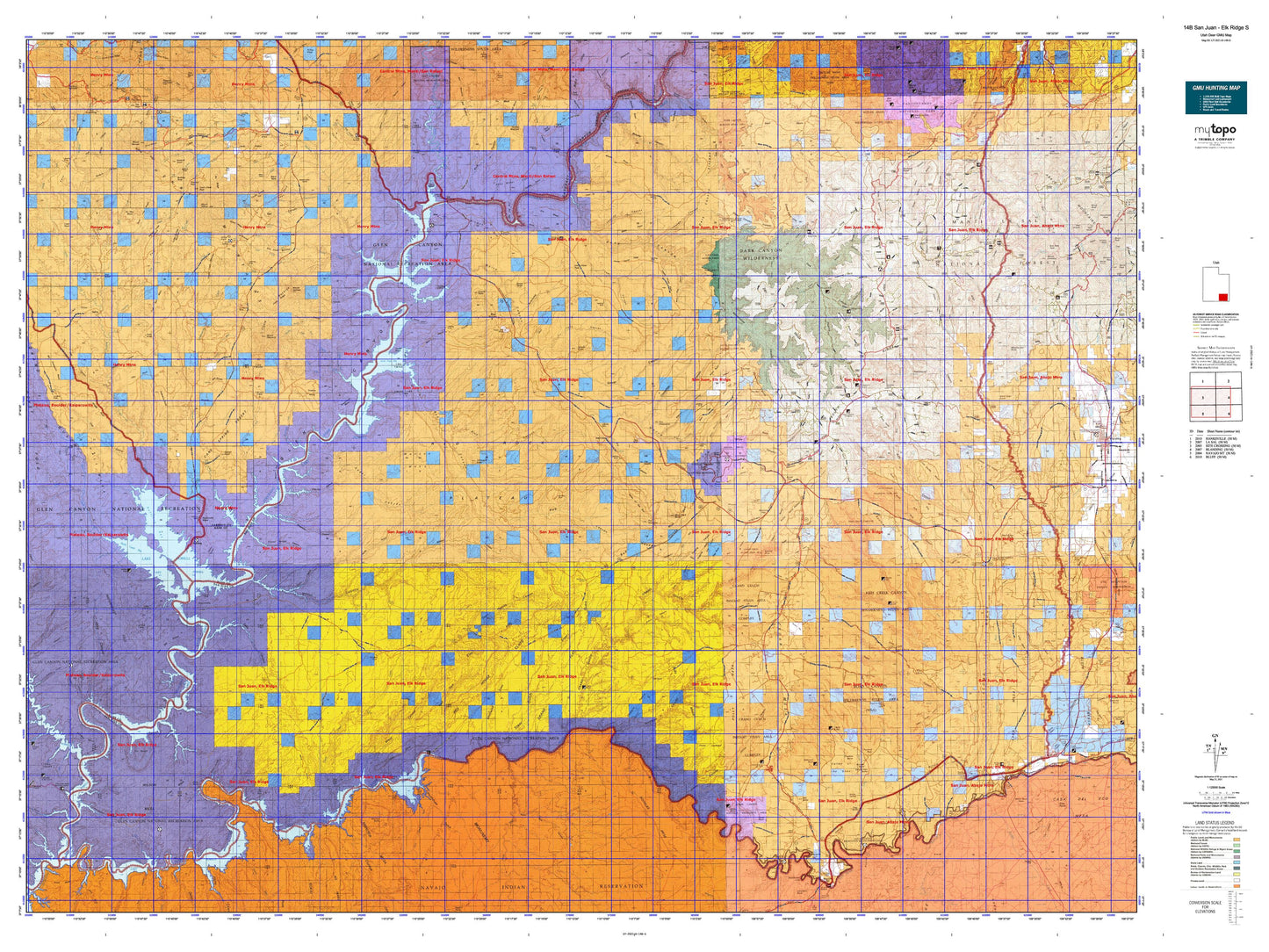 Utah Deer GMU 14B San Juan - Elk Ridge S Map Image